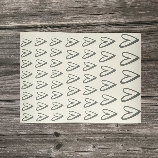 Stickerbogen - Herzen handgezeichnet - 49 Stück