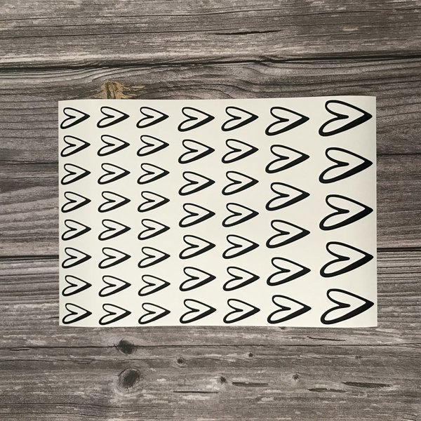 Stickerbogen - Herzen handgezeichnet - 49 Stück